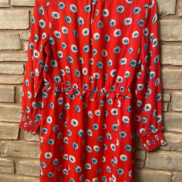 J Crew Women's Size 14 Red Longfellow Lined Floral Casual Dress - Picture 10 of 11